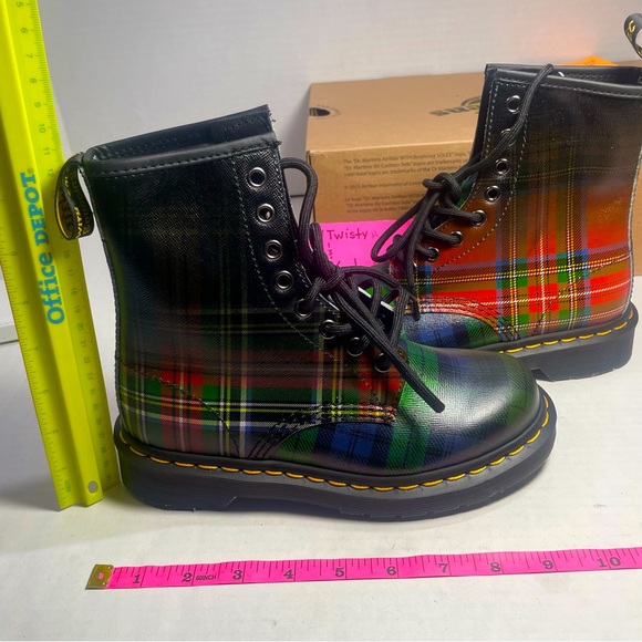 BNIB Dr Martens 1460 Tartan Red Stewart Black Watch plaid Boots UK 3 US 5 - Picture 5 of 15
